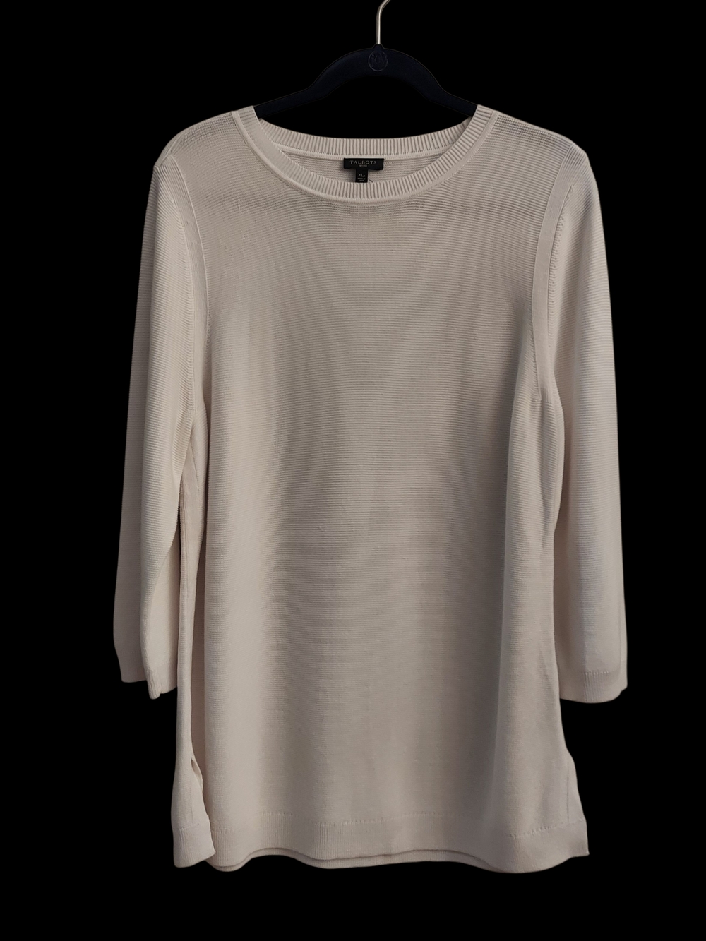 Talbots Cream Crewneck Long-Sleeve Tunic Sweater L NWOT